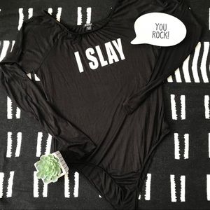 I Slay | Bodysuit Black and White Women’s Size XL
